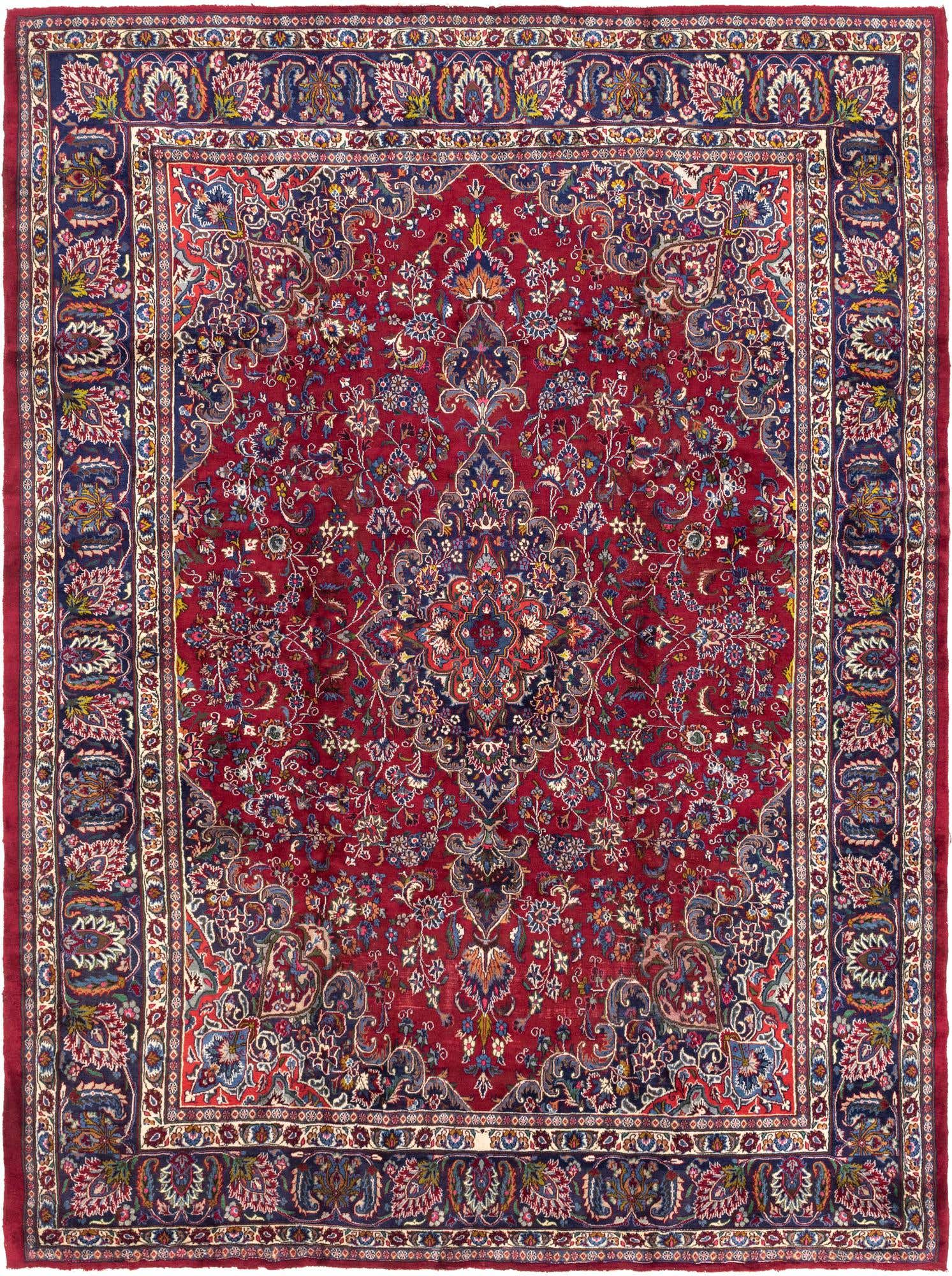 9' 7 x 12' 9 Hand Knotted Mashad Persian Wool Rug