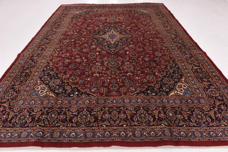 Detail image of 9' 6 x 13' Hand Knotted Mashad Persian Wool Rug