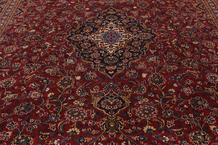 Detail image of 9' 6 x 13' Hand Knotted Mashad Persian Wool Rug