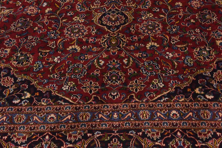 Detail image of 9' 6 x 13' Hand Knotted Mashad Persian Wool Rug