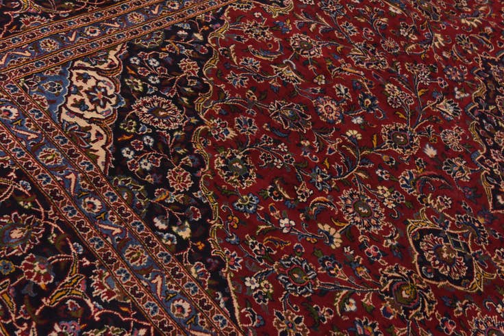 Detail image of 9' 6 x 13' Hand Knotted Mashad Persian Wool Rug