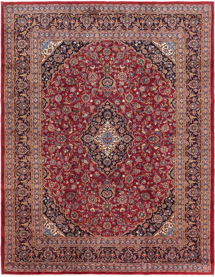 Detail image of 9' 6 x 13' Hand Knotted Mashad Persian Wool Rug