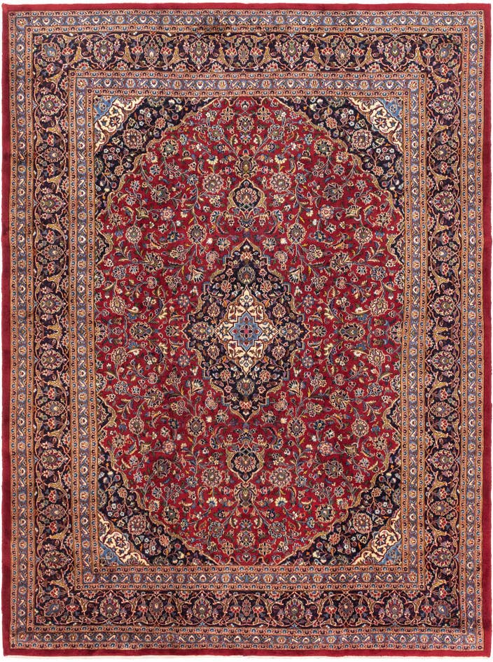 Detail image of 9' 6 x 13' Hand Knotted Mashad Persian Wool Rug