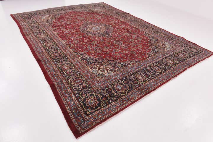 9' 7 x 13' Hand Knotted Mashad Persian Wool Rug