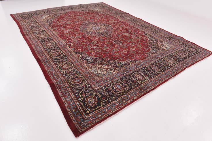 Detail image of 9' 7 x 13' Hand Knotted Mashad Persian Wool Rug