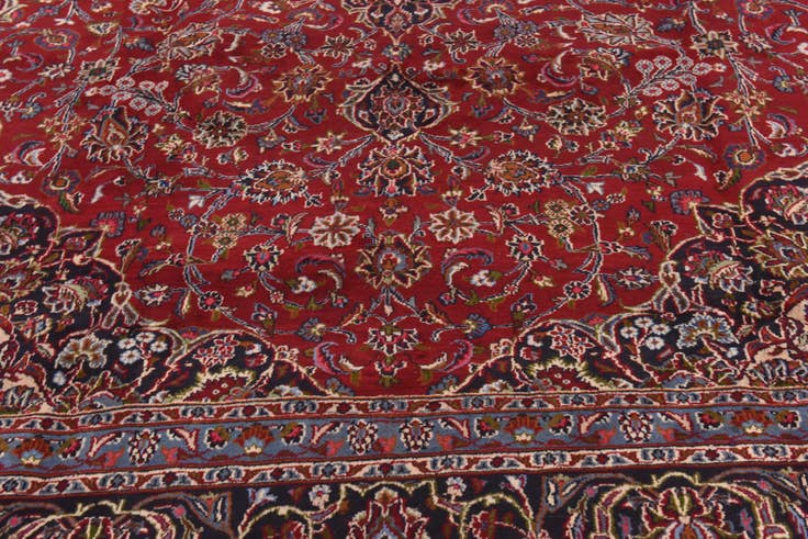 Detail image of 9' 7 x 13' Hand Knotted Mashad Persian Wool Rug