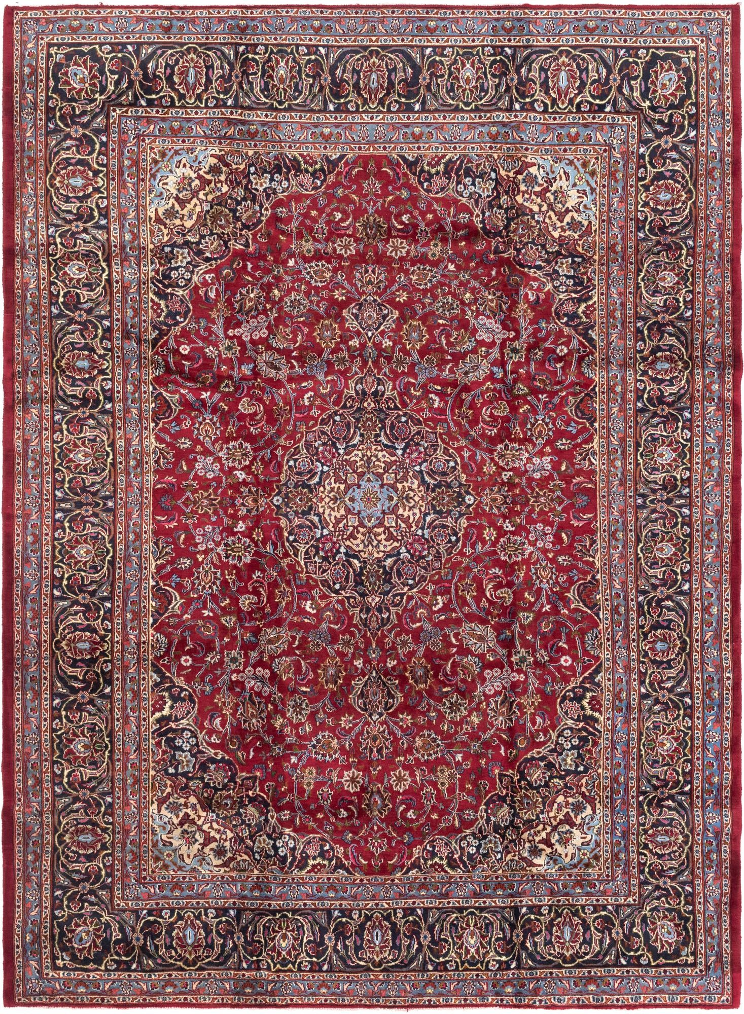 9' 7 x 13' Hand Knotted Mashad Persian Wool Rug