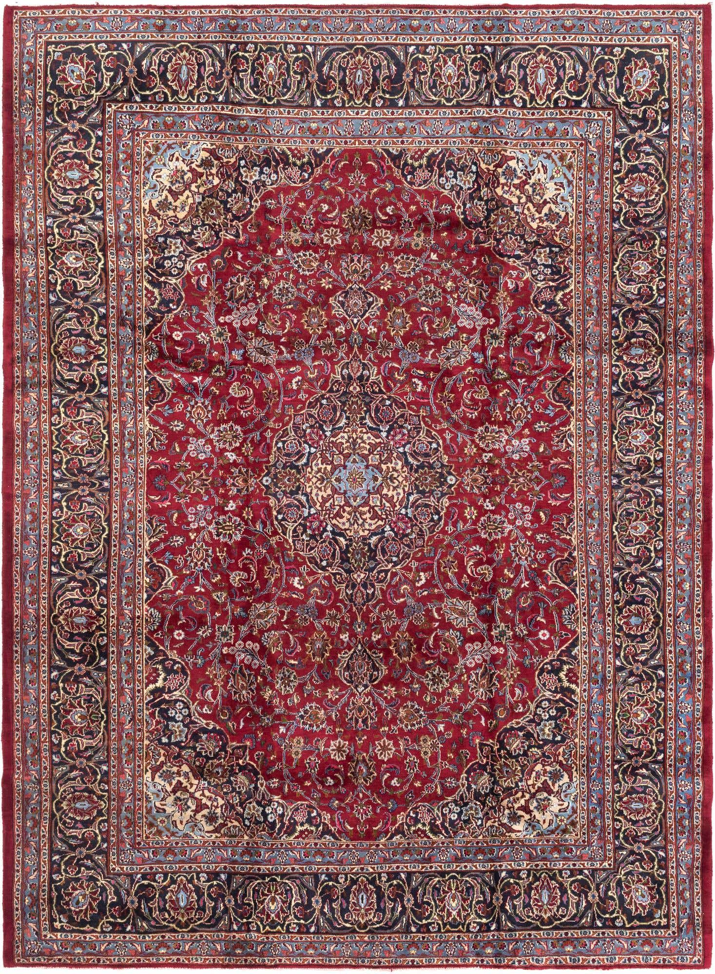 9' 7 x 13' Hand Knotted Mashad Persian Wool Rug