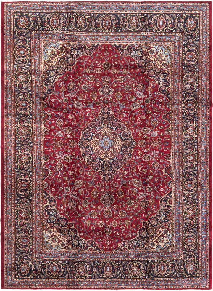 9' 7 x 13' Hand Knotted Mashad Persian Wool Rug