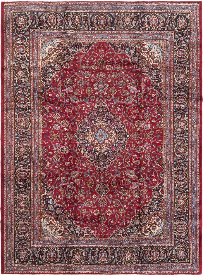 Detail image of 9' 7 x 13' Hand Knotted Mashad Persian Wool Rug