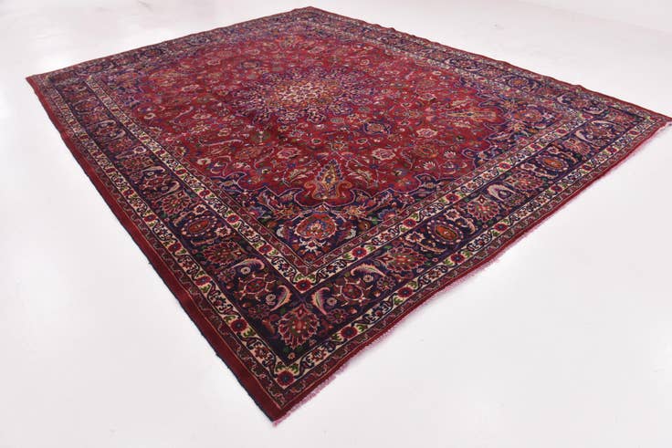 Detail image of 10' x 12' 10 Hand Knotted Mashad Persian Wool Rug