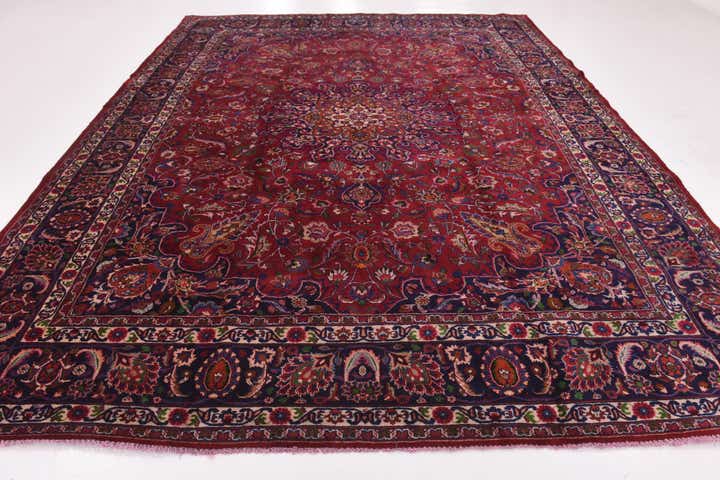 10' x 12' 10 Hand Knotted Mashad Persian Wool Rug