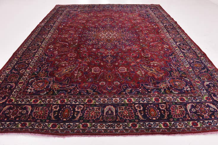Detail image of 10' x 12' 10 Hand Knotted Mashad Persian Wool Rug