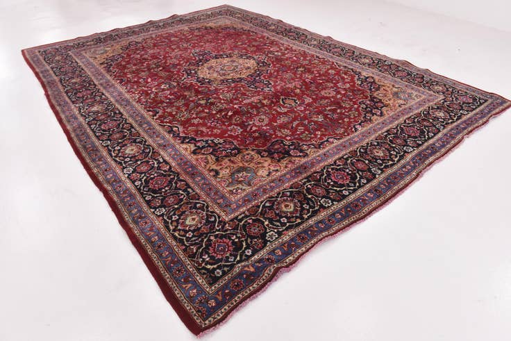 Detail image of 9' 9 x 12' 9 Hand Knotted Mashad Persian Wool Rug