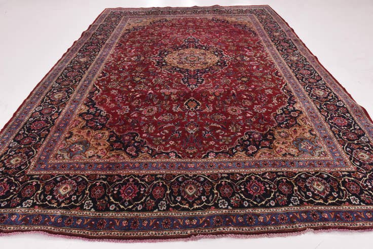 Detail image of 9' 9 x 12' 9 Hand Knotted Mashad Persian Wool Rug