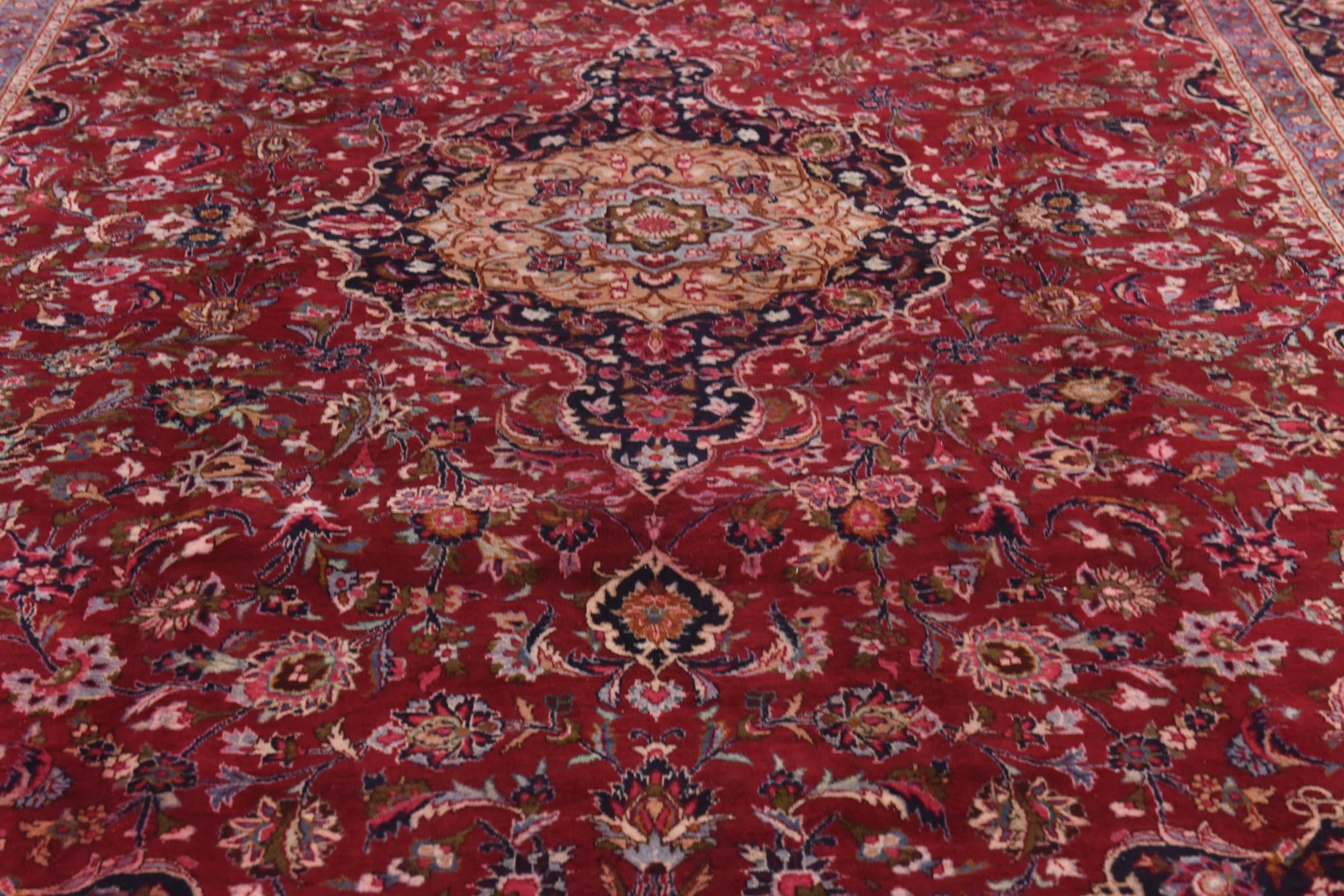 9' 9 x 12' 9 Hand Knotted Mashad Persian Wool Rug