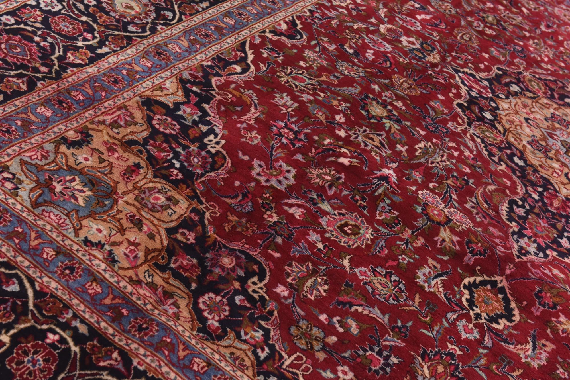 9' 9 x 12' 9 Hand Knotted Mashad Persian Wool Rug