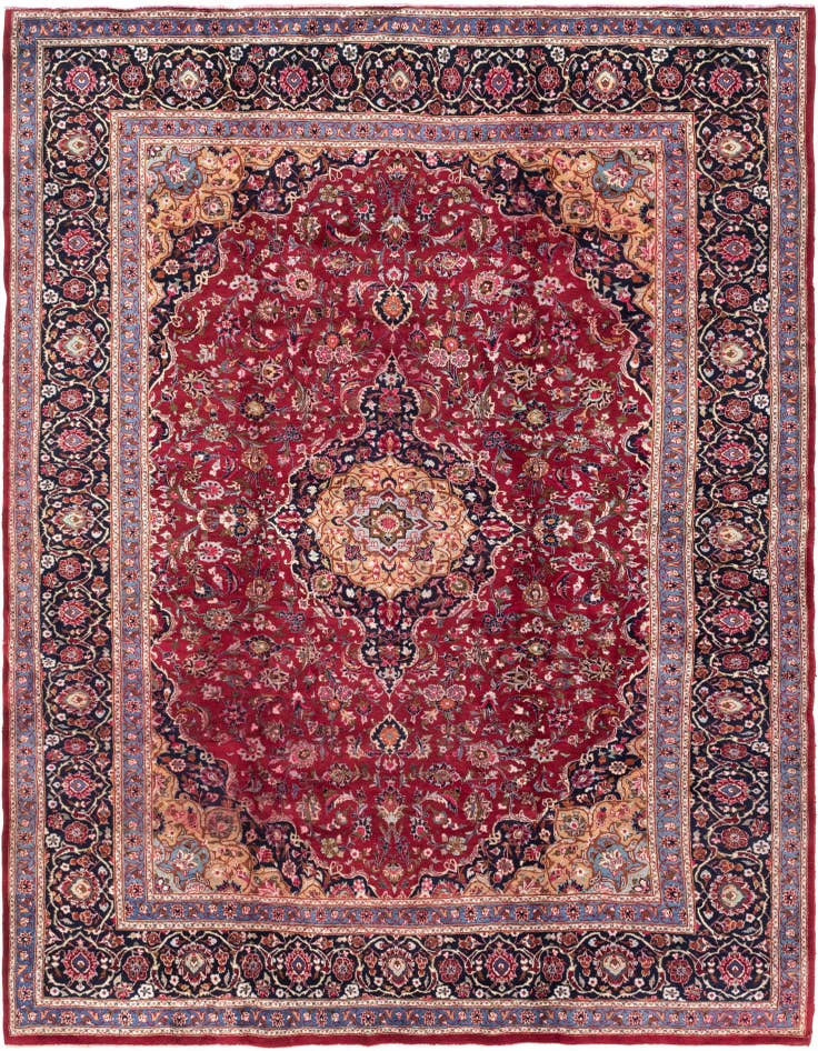 Detail image of 9' 9 x 12' 9 Hand Knotted Mashad Persian Wool Rug