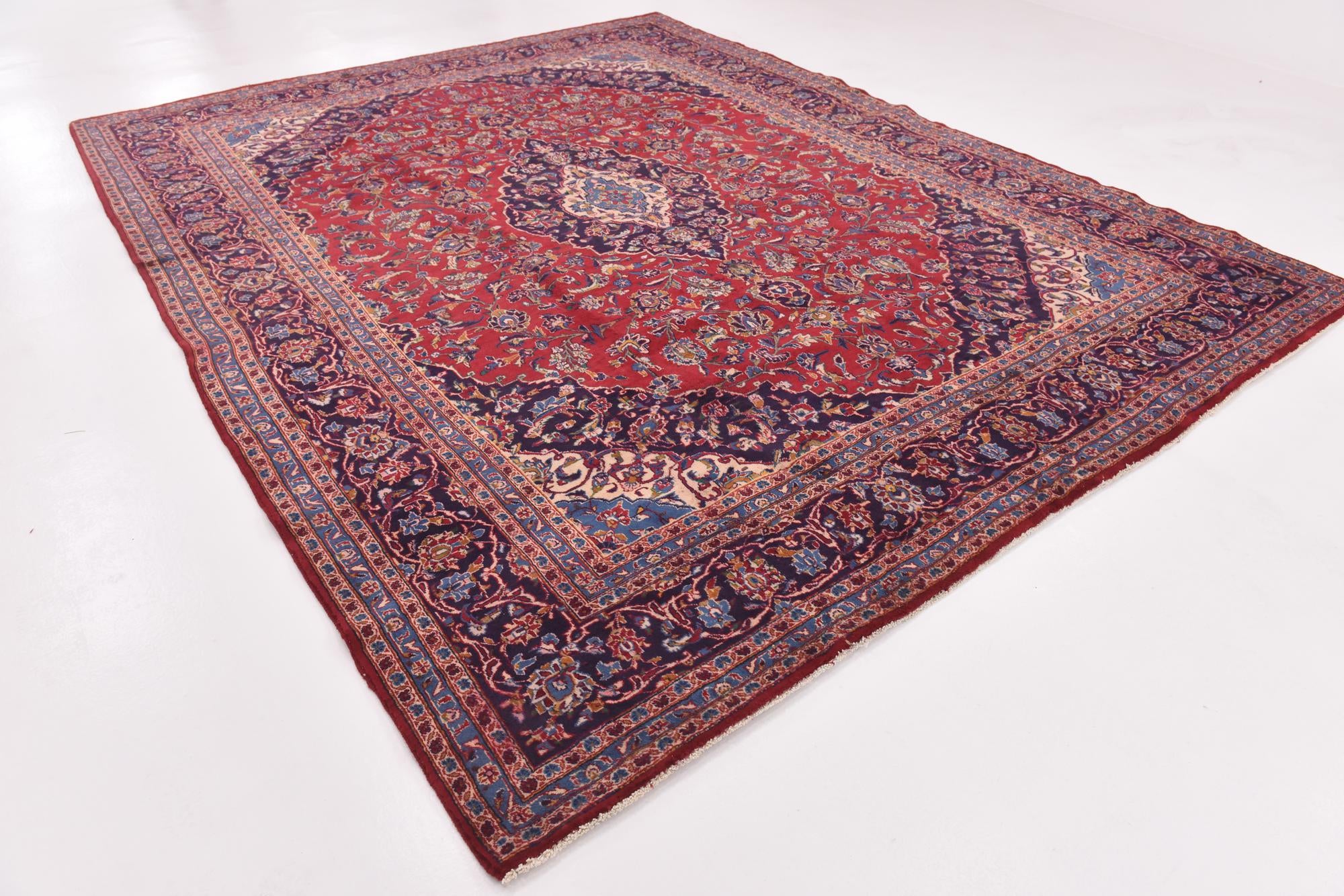 9' 7 x 12' 4 Hand Knotted Mashad Persian Wool Rug