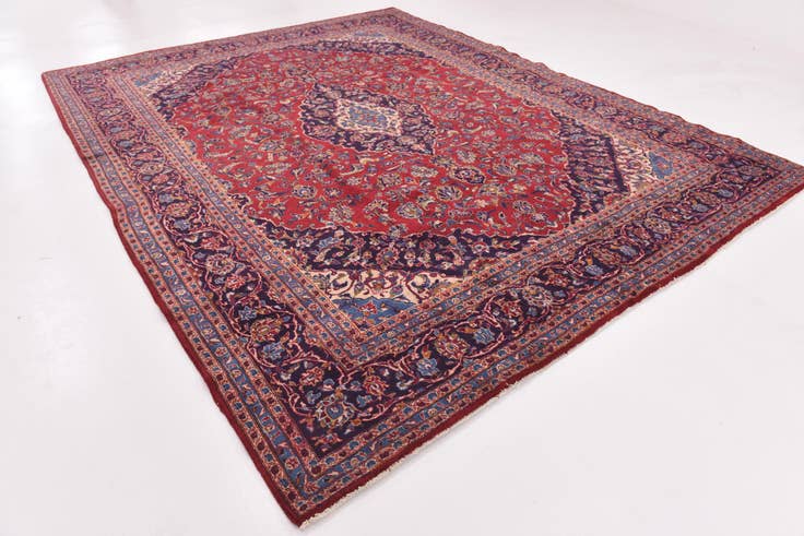 Detail image of 9' 7 x 12' 4 Hand Knotted Mashad Persian Wool Rug