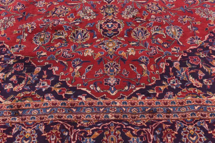 Detail image of 9' 7 x 12' 4 Hand Knotted Mashad Persian Wool Rug