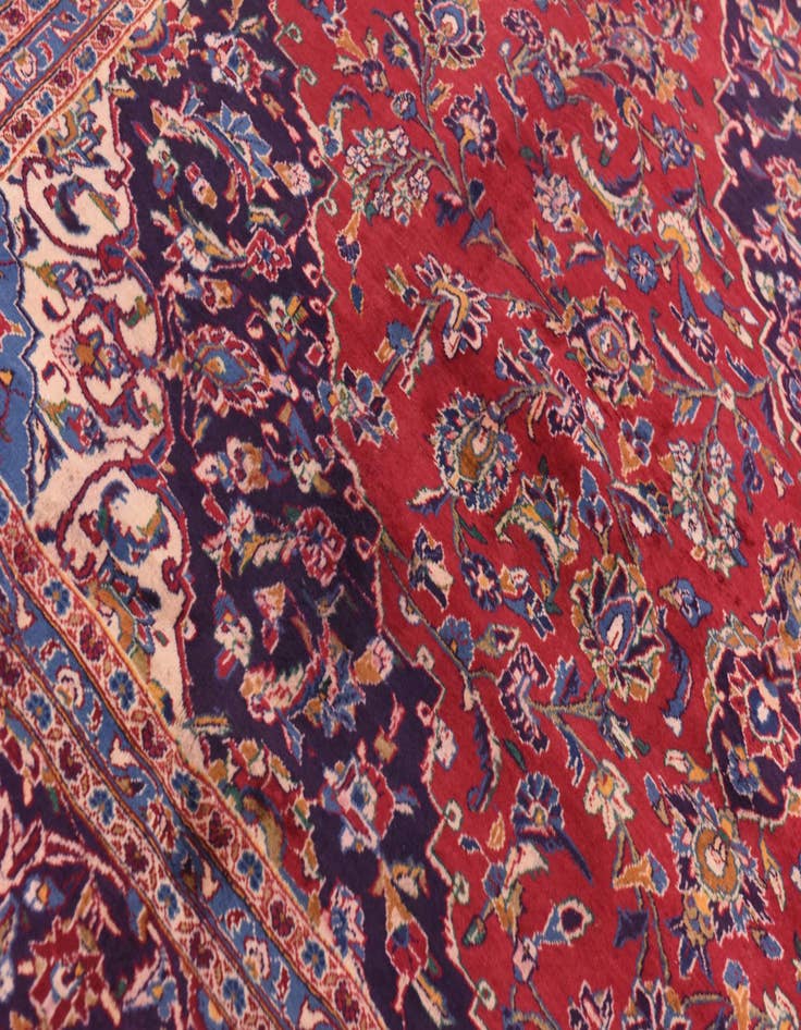 Detail image of 9' 7 x 12' 4 Hand Knotted Mashad Persian Wool Rug