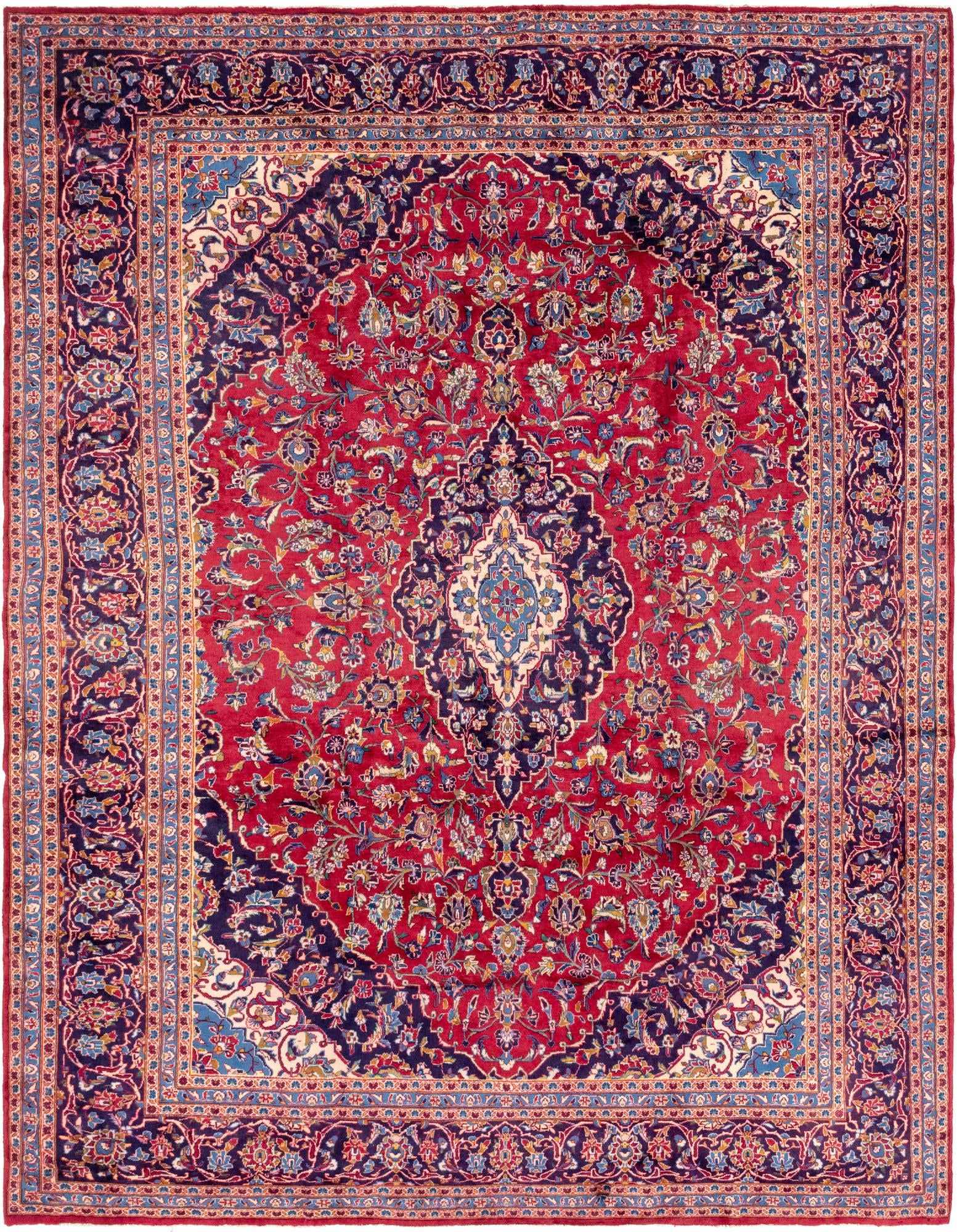 9' 7 x 12' 4 Hand Knotted Mashad Persian Wool Rug
