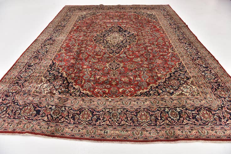 Detail image of 9' 6 x 12' 4 Hand Knotted Mashad Persian Wool Rug