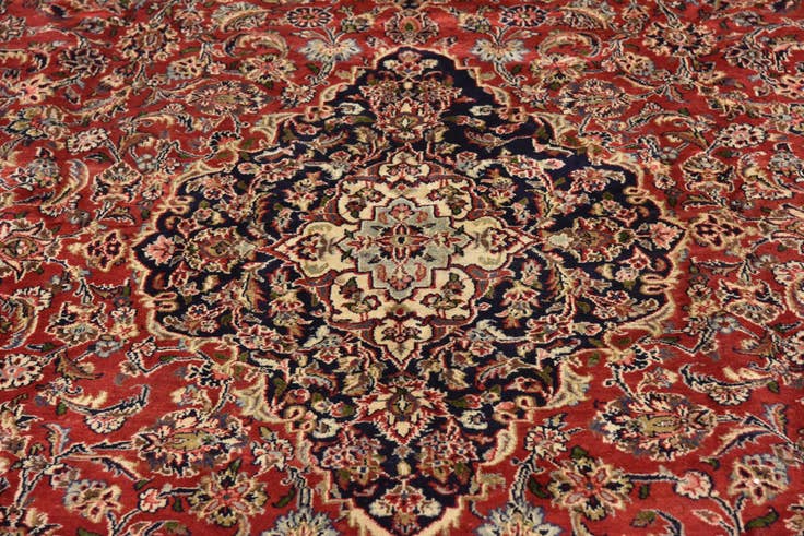 Detail image of 9' 6 x 12' 4 Hand Knotted Mashad Persian Wool Rug