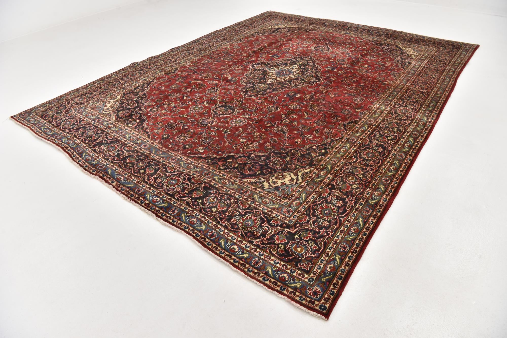 9' 10 x 12' 7 Hand Knotted Mashad Persian Wool Rug