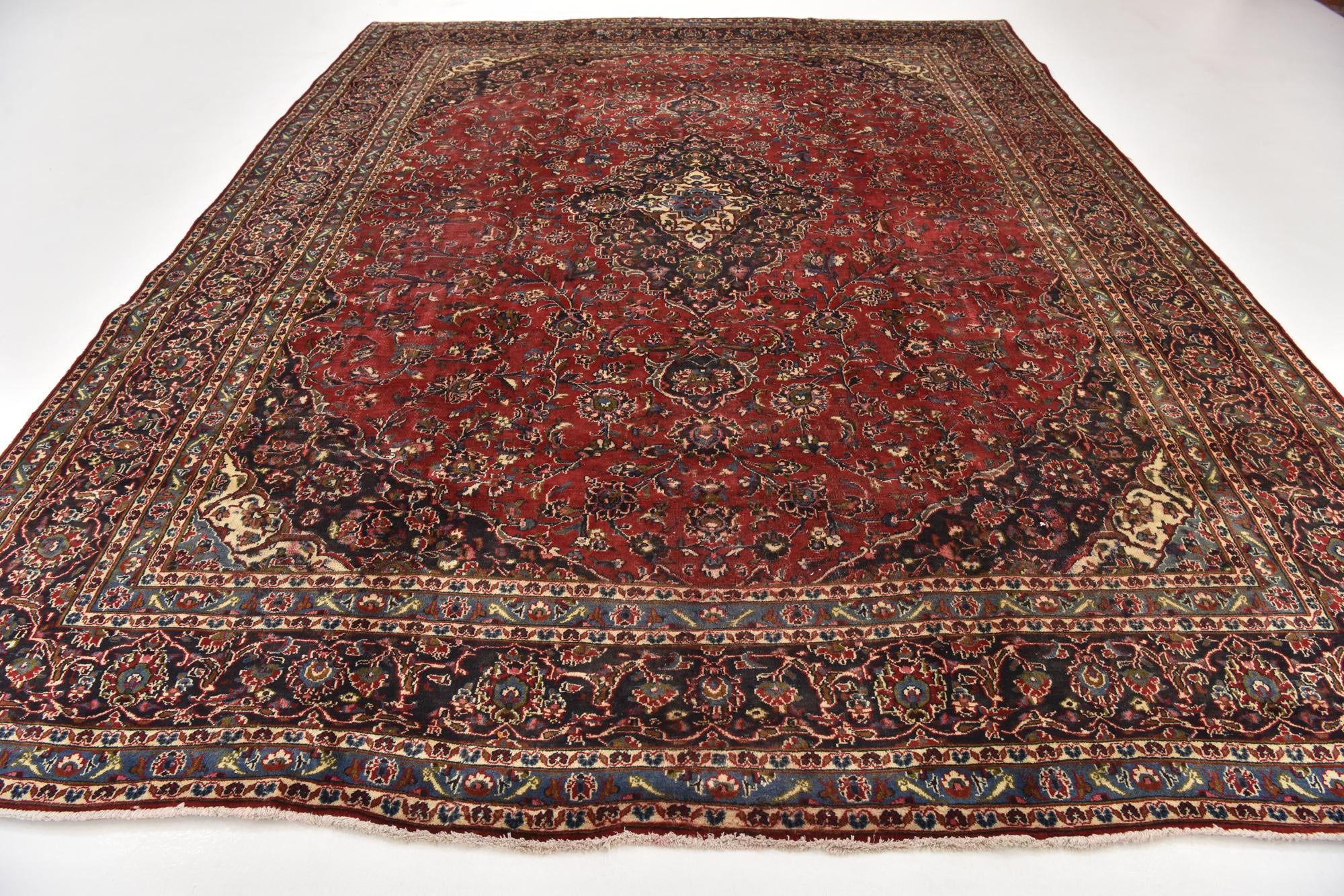 9' 10 x 12' 7 Hand Knotted Mashad Persian Wool Rug