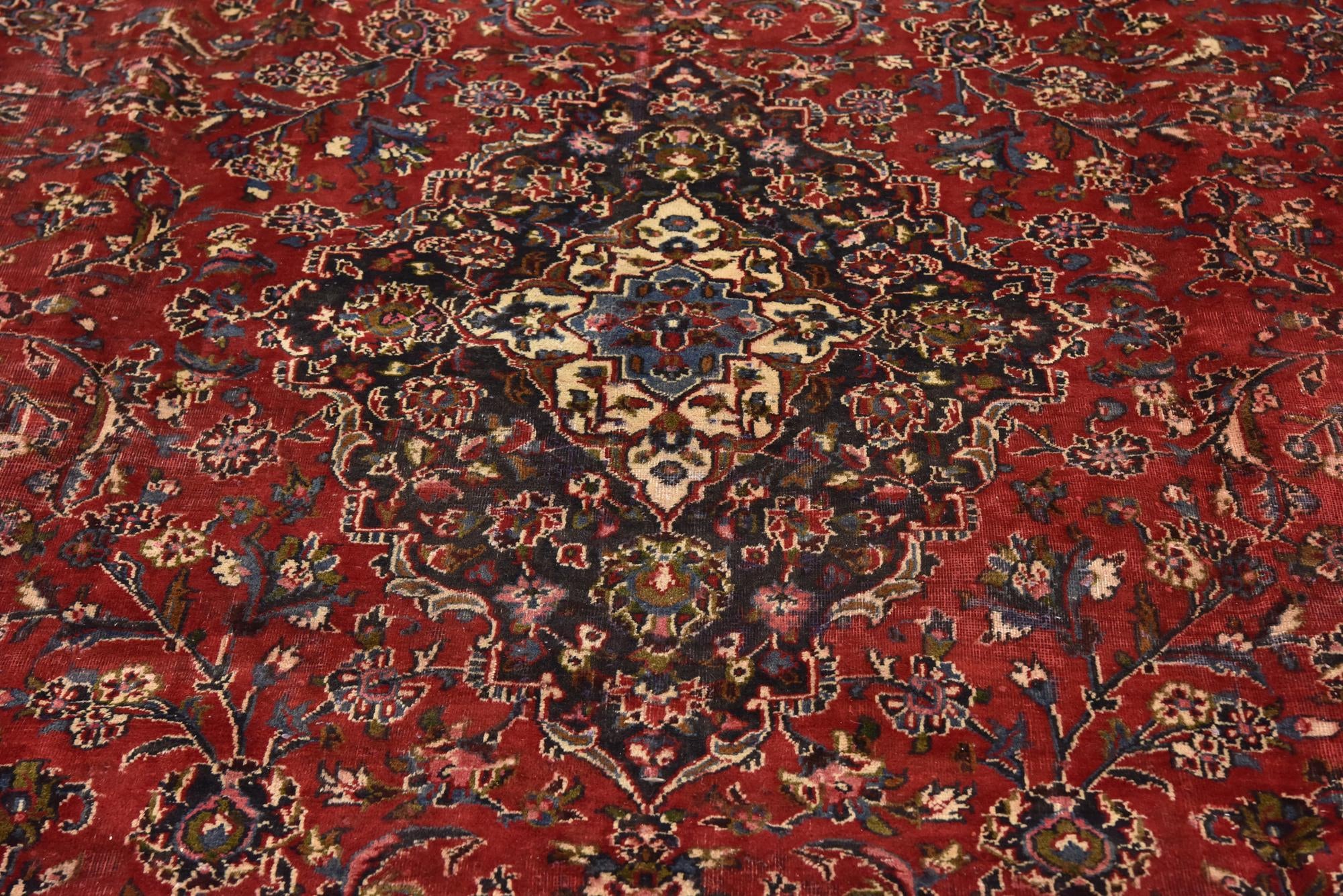 9' 10 x 12' 7 Hand Knotted Mashad Persian Wool Rug