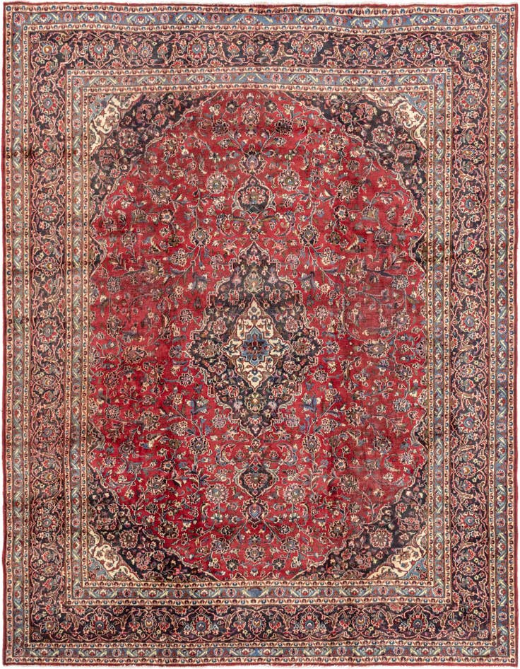 Detail image of 9' 10 x 12' 7 Hand Knotted Mashad Persian Wool Rug