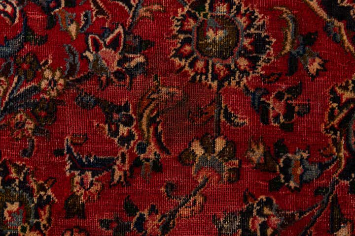 9' 6 x 12' 10 Hand Knotted Mashad Persian Wool Rug