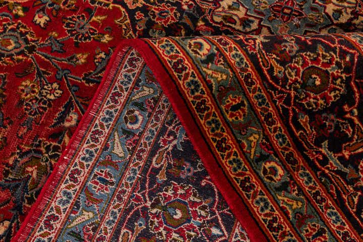 9' 6 x 12' 10 Hand Knotted Mashad Persian Wool Rug