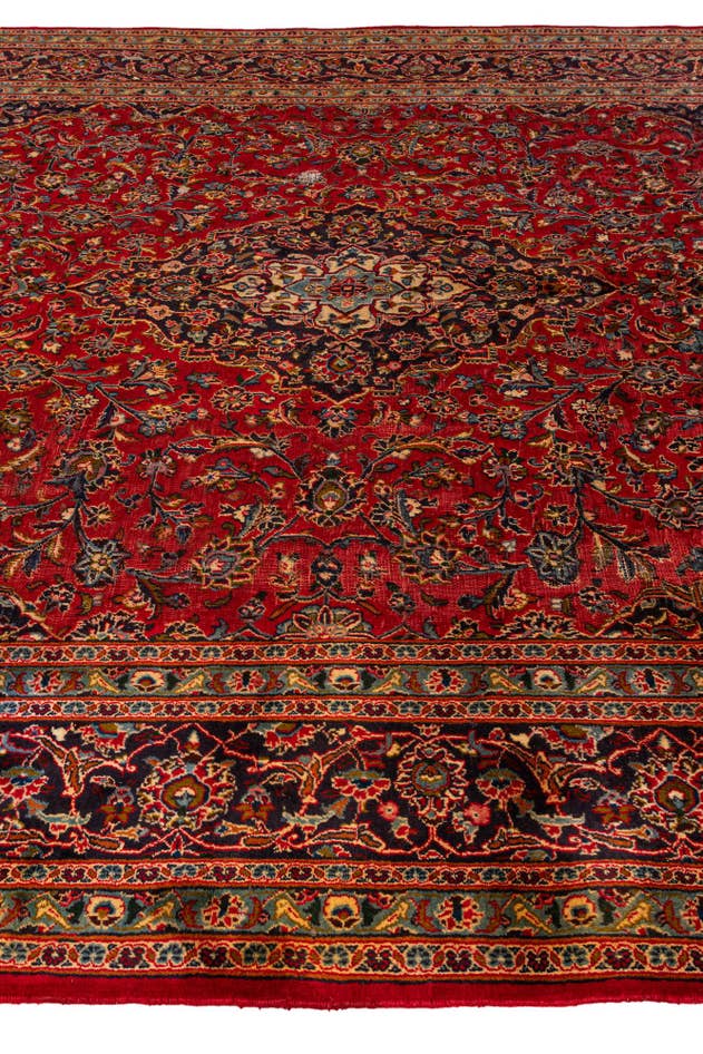 Detail image of 9' 6 x 12' 10 Hand Knotted Mashad Persian Wool Rug