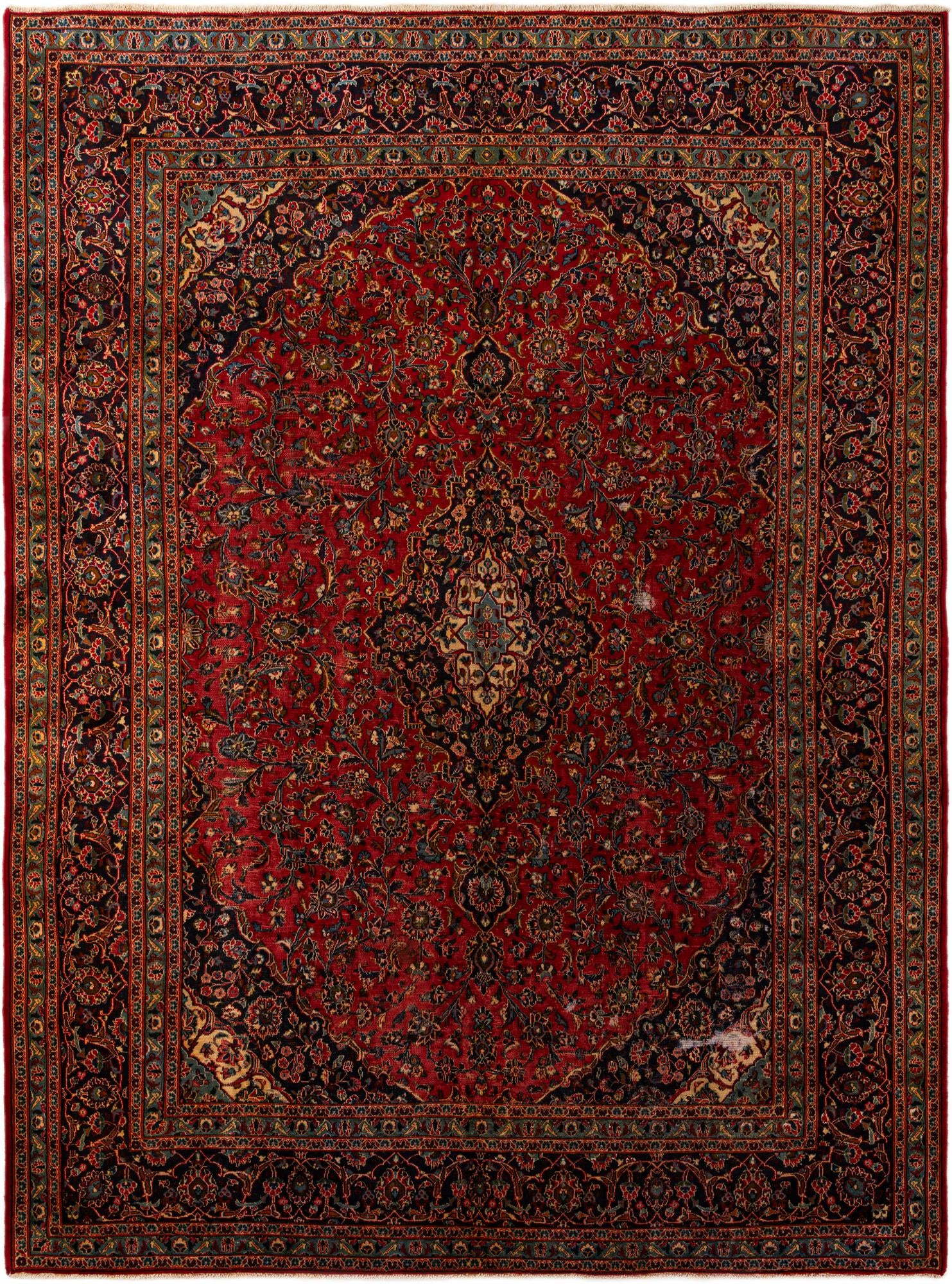 9' 6 x 12' 10 Hand Knotted Mashad Persian Wool Rug