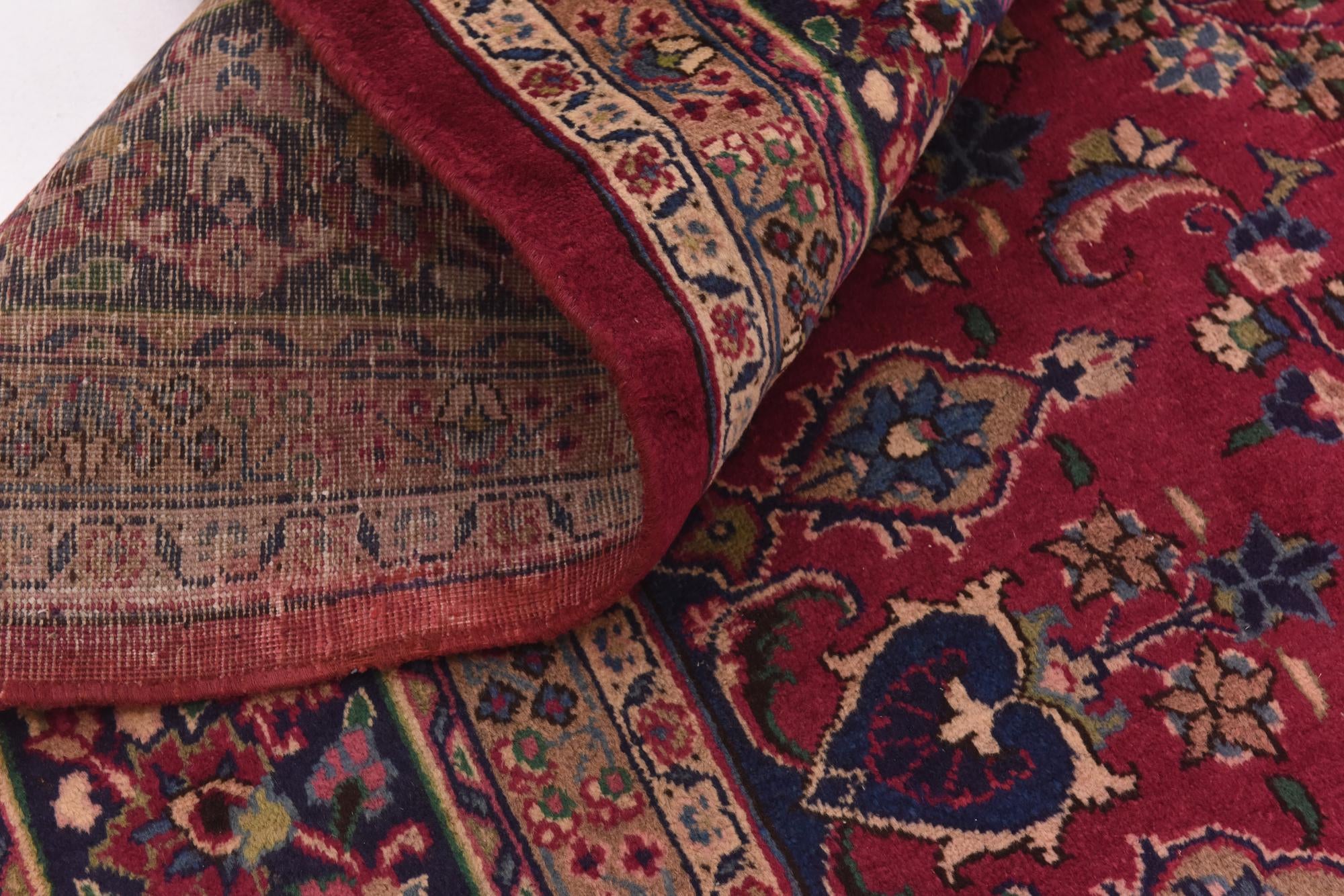 9' 9 x 12' 8 Hand Knotted Mashad Persian Wool Rug