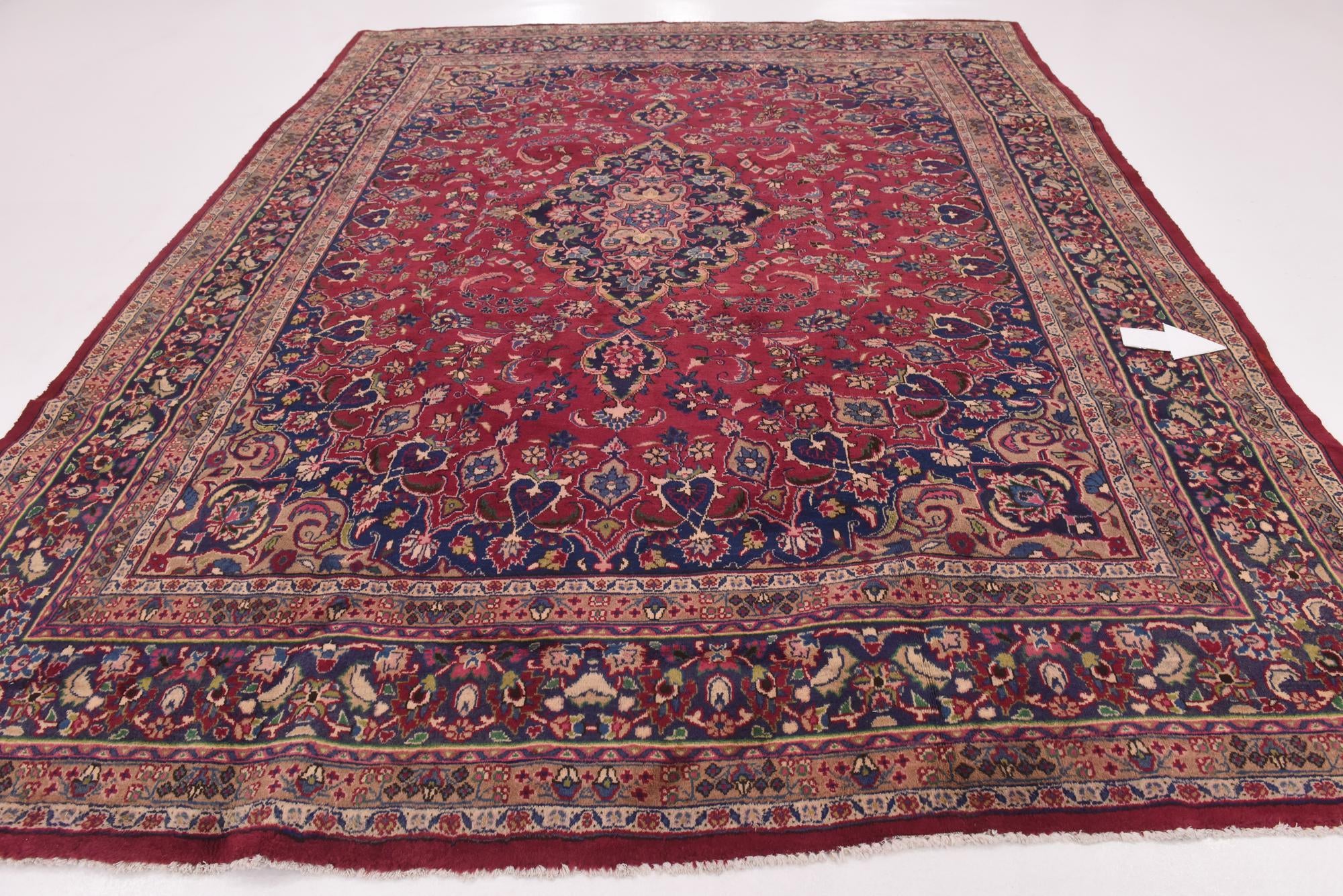 9' 9 x 12' 8 Hand Knotted Mashad Persian Wool Rug