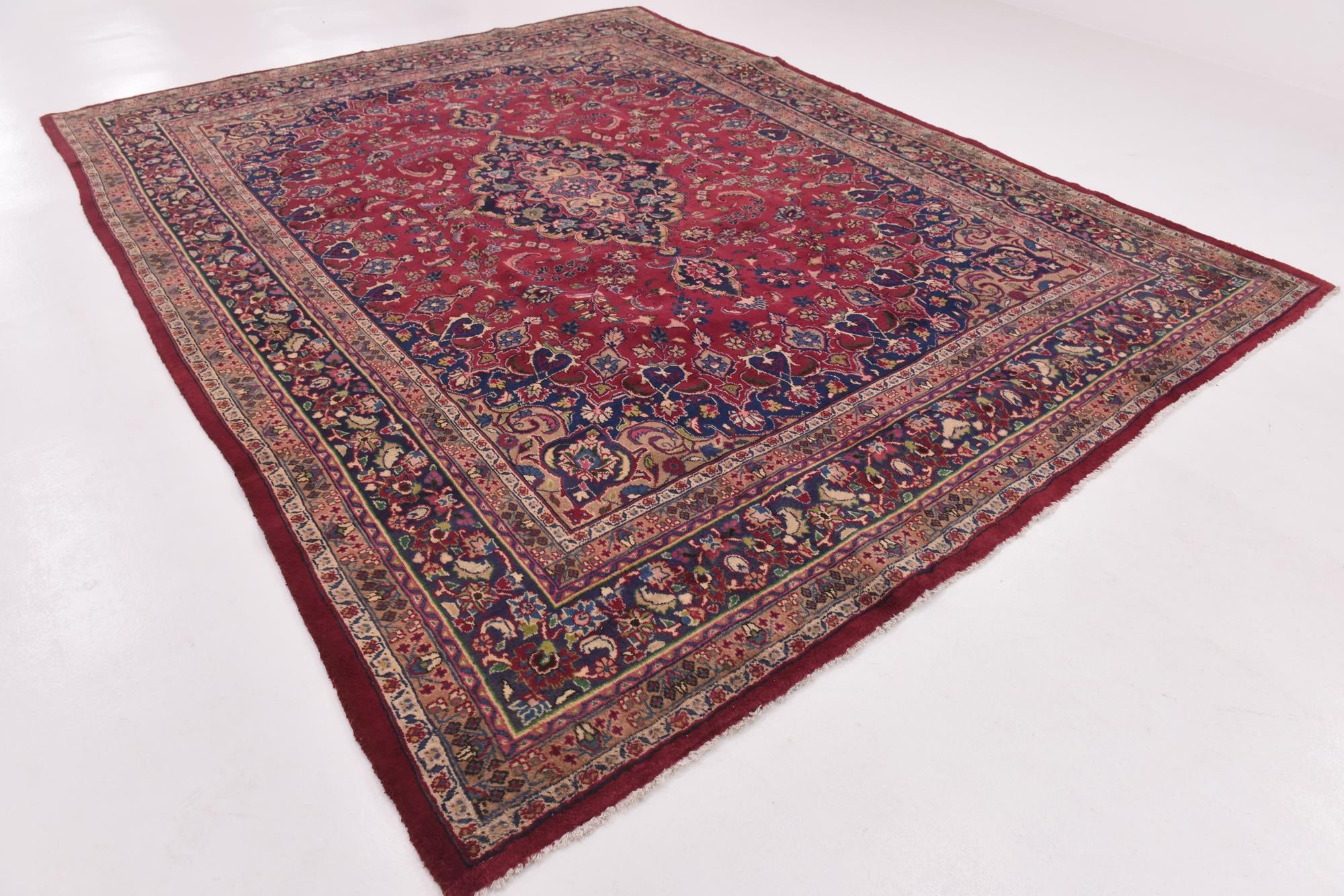 9' 9 x 12' 8 Hand Knotted Mashad Persian Wool Rug
