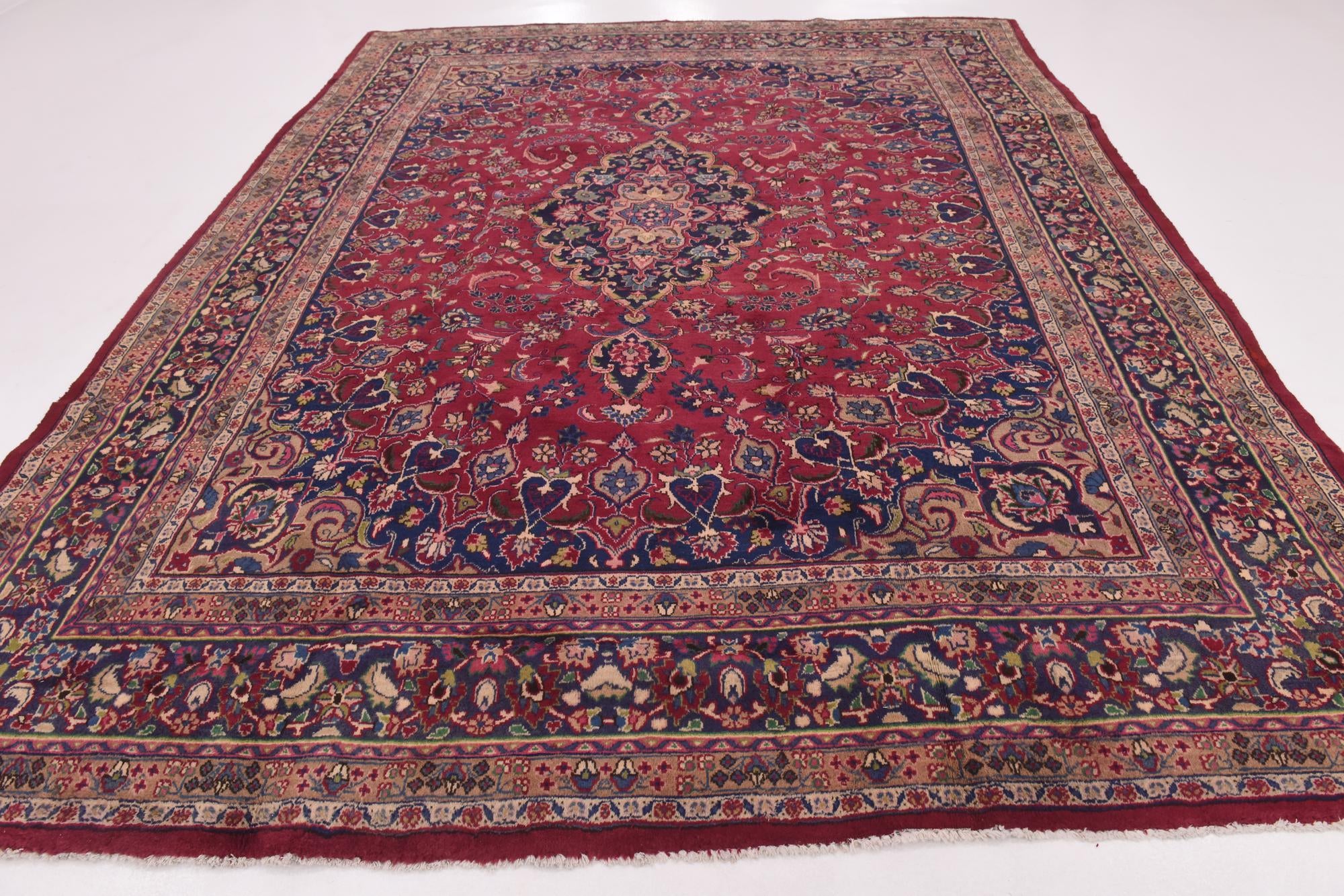 9' 9 x 12' 8 Hand Knotted Mashad Persian Wool Rug