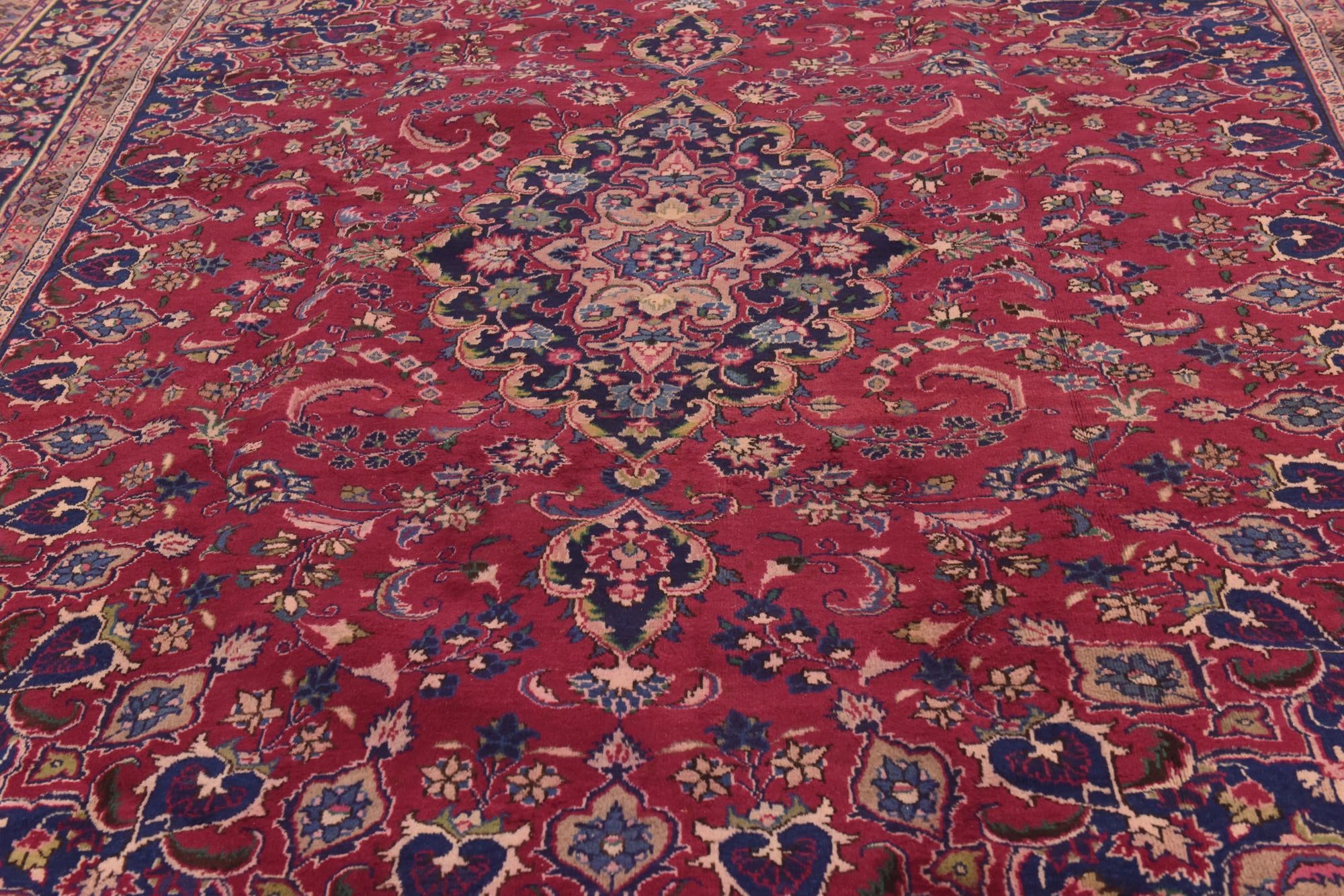 9' 9 x 12' 8 Hand Knotted Mashad Persian Wool Rug
