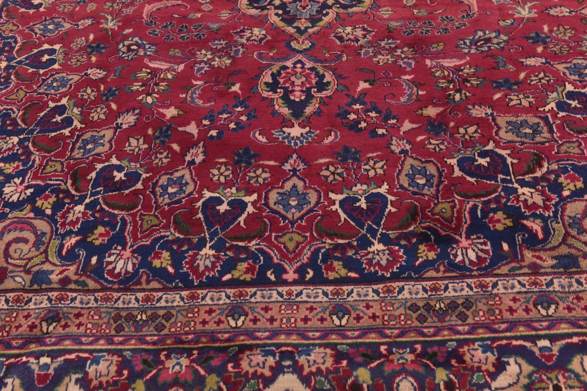 9' 9 x 12' 8 Hand Knotted Mashad Persian Wool Rug