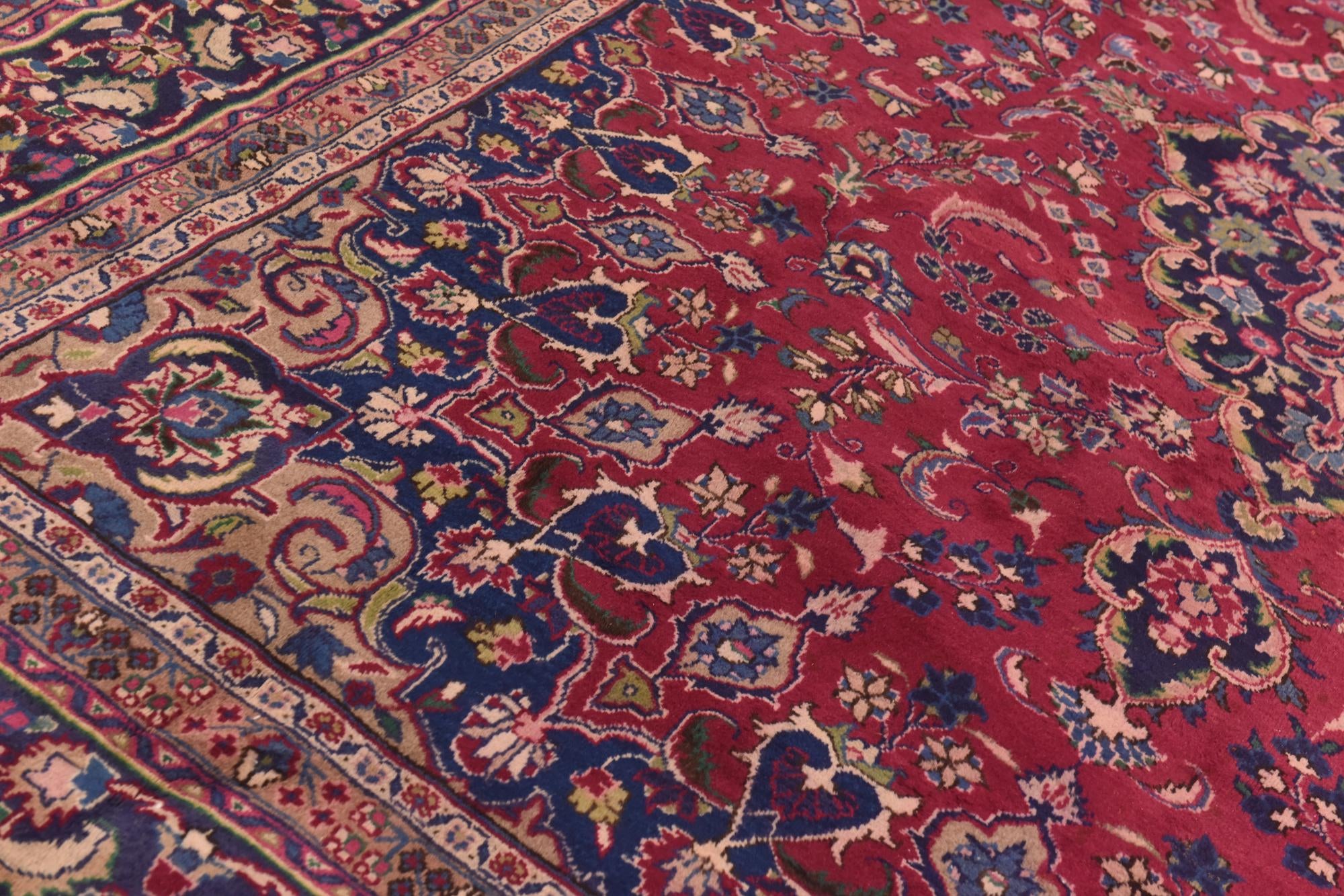 9' 9 x 12' 8 Hand Knotted Mashad Persian Wool Rug