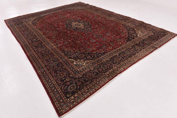 Detail image of 9' 7 x 12' 4 Hand Knotted Mashad Persian Wool Rug