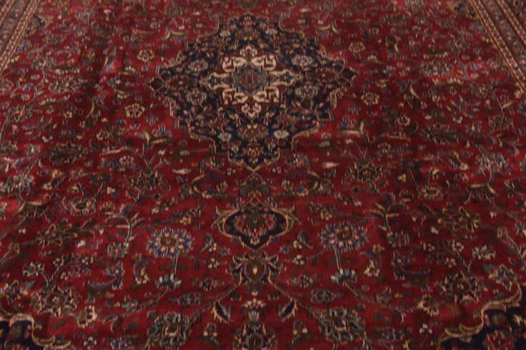 Detail image of 9' 7 x 12' 4 Hand Knotted Mashad Persian Wool Rug