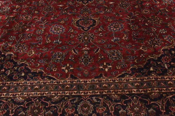 Detail image of 9' 7 x 12' 4 Hand Knotted Mashad Persian Wool Rug