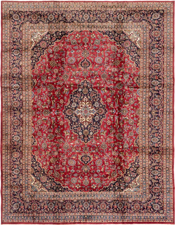 Detail image of 9' 7 x 12' 4 Hand Knotted Mashad Persian Wool Rug