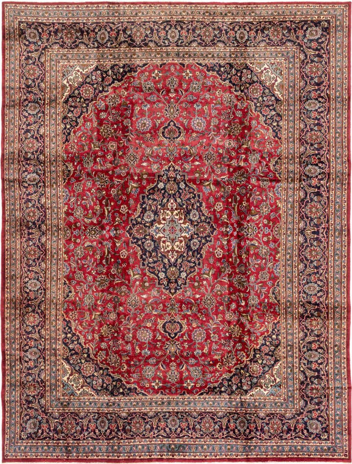 Detail image of 9' 7 x 12' 4 Hand Knotted Mashad Persian Wool Rug