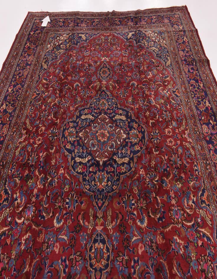 Detail image of 9' 7 x 12' 6 Hand Knotted Mashad Persian Wool Rug